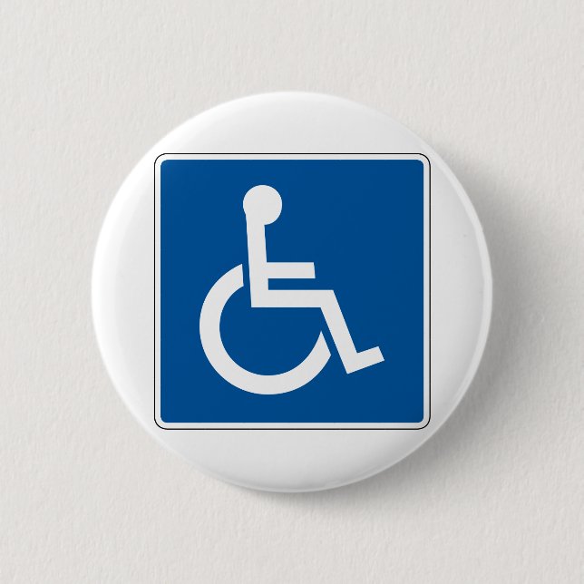 Disabled Street Sign 6 Cm Round Badge (Front)