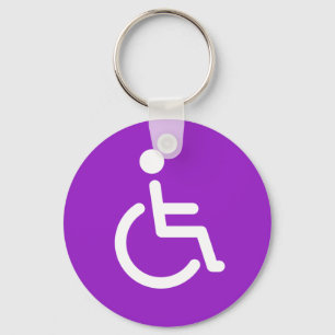 Disabled symbol or purple handicap sign for girls key ring