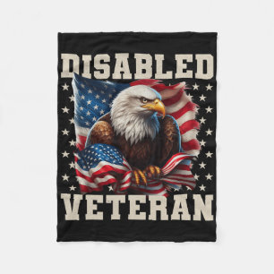 Disabled Veteran American Flag Military Soldier Ve Fleece Blanket