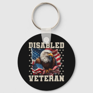 Disabled Veteran American Flag Military Soldier Ve Key Ring