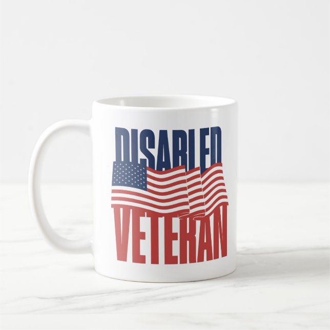 Disabled Veteran Proud Patriotic American Flag USA Coffee Mug (Left)