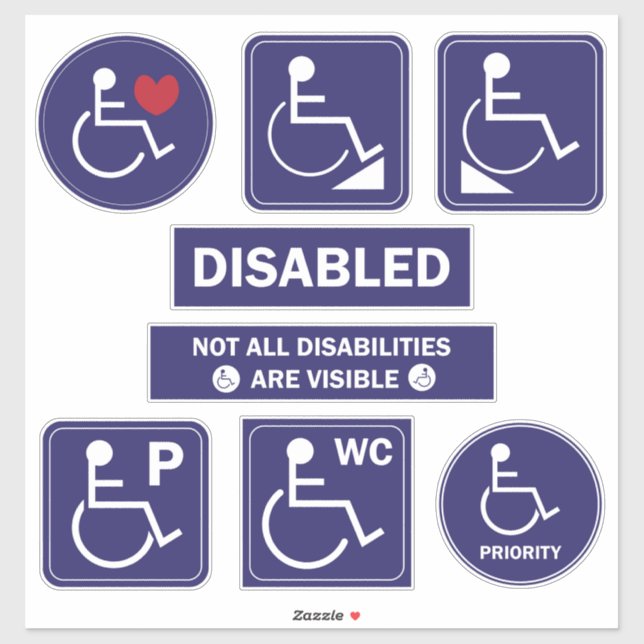 Disabled Wheelchair Sticker Parking Ramp WC  (Sheet)