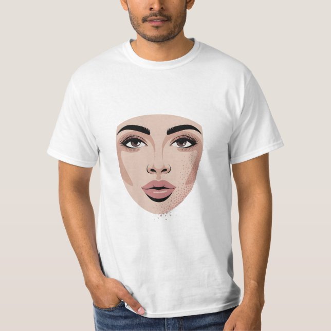 Disappearing Beauty – Modern Minimal Face Art T-Shirt (Front)