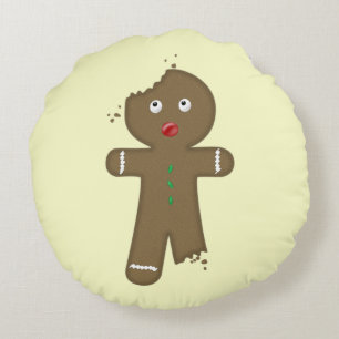 Disappearing Gingerbread Man Round Cushion