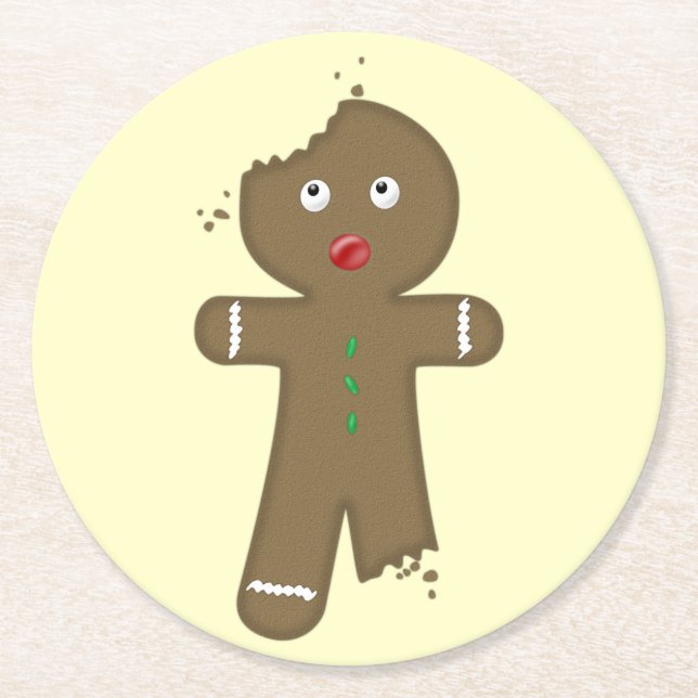 Disappearing Gingerbread Man Round Paper Coaster (Front)