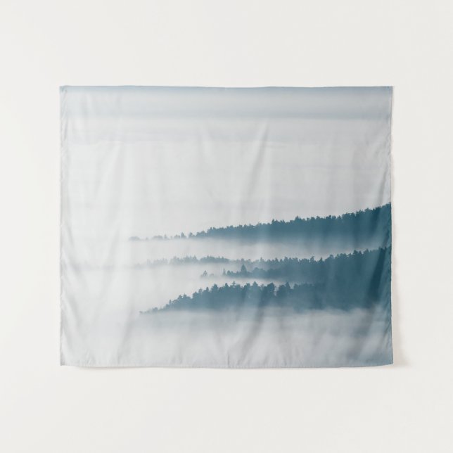 DIsappearing hills in fog Tapestry (Front (Horizontal))