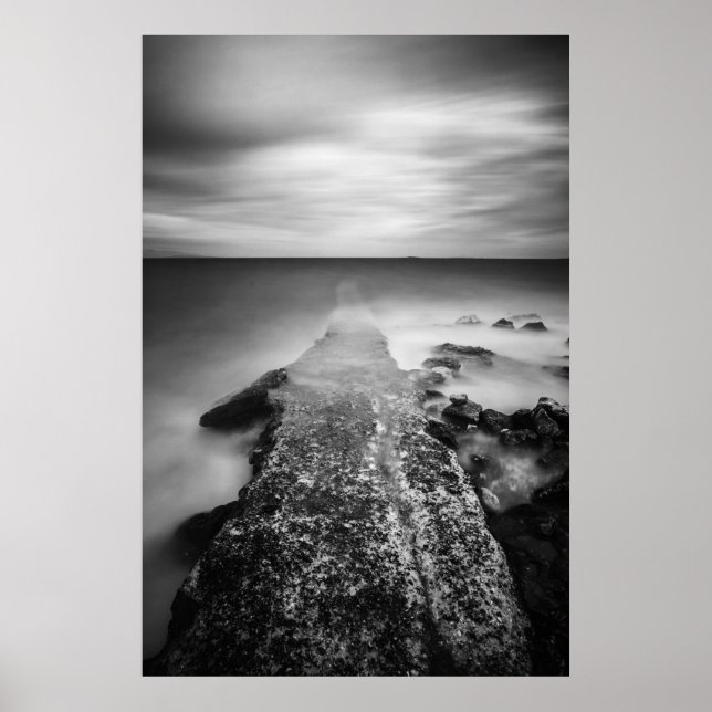 Disappearing pier in sea poster (Front)