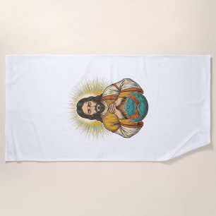 Disappointed Jesus Deflated Exercise Ball Gym Fail Beach Towel