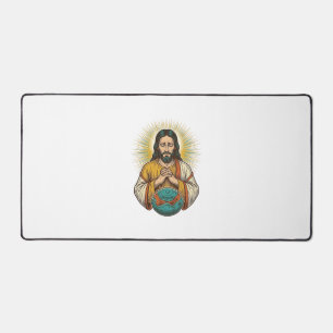 Disappointed Jesus Deflated Exercise Ball Gym Fail Desk Mat