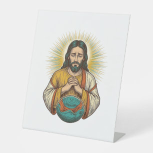 Disappointed Jesus Deflated Exercise Ball Gym Fail Pedestal Sign