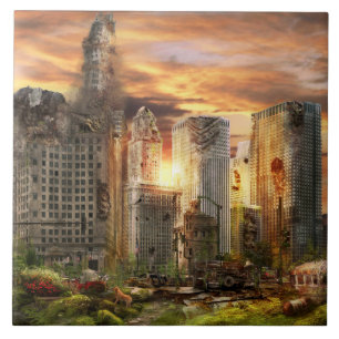 Disaster - Chicago, IL - Gotta walk the dog Ceramic Tile
