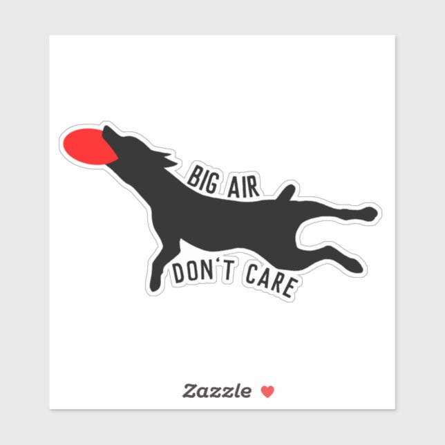 Disc dog frisbee big air don’t care sticker (Sheet)