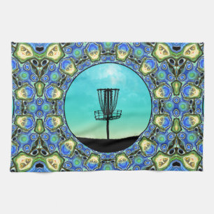 Disc Golf Abstract Basket 5 Tea Towel