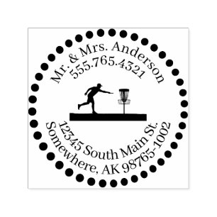 Disc Golf, Address, Black Dots, phone number Self-inking Stamp
