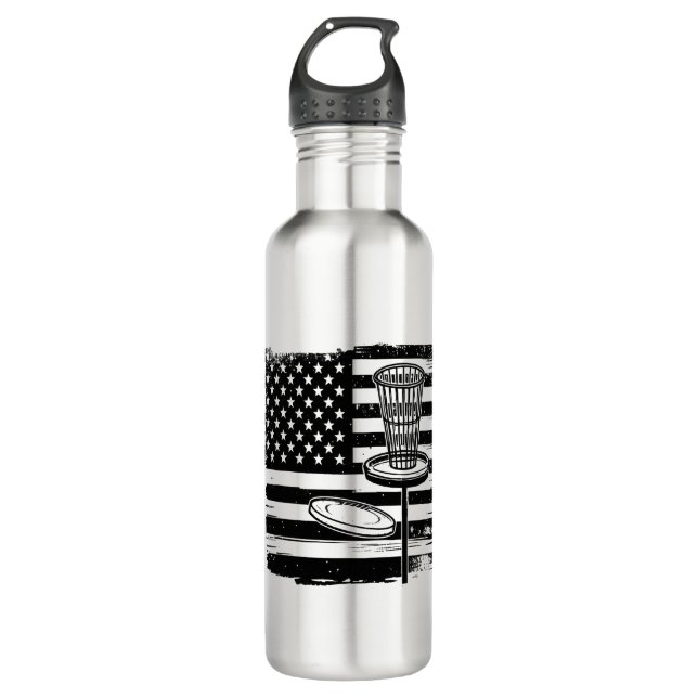 Disc Golf American Flag 710 Ml Water Bottle (Front)