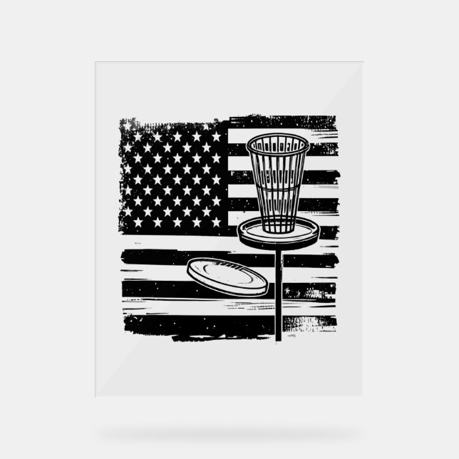 Disc Golf American Flag Acrylic Sign (Front)