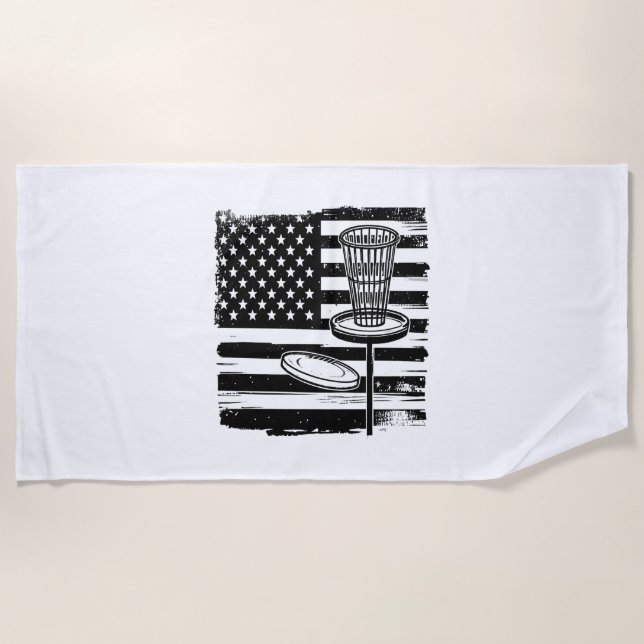 Disc Golf American Flag Beach Towel (Front)
