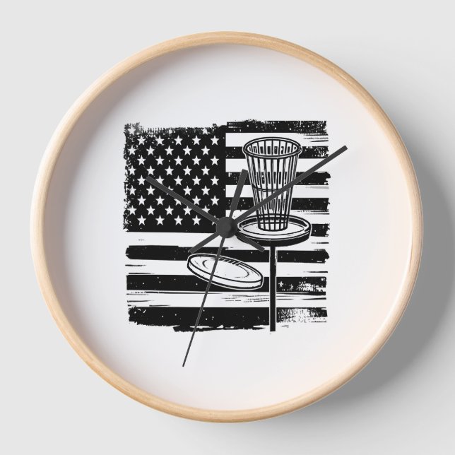 Disc Golf American Flag Clock (Front)