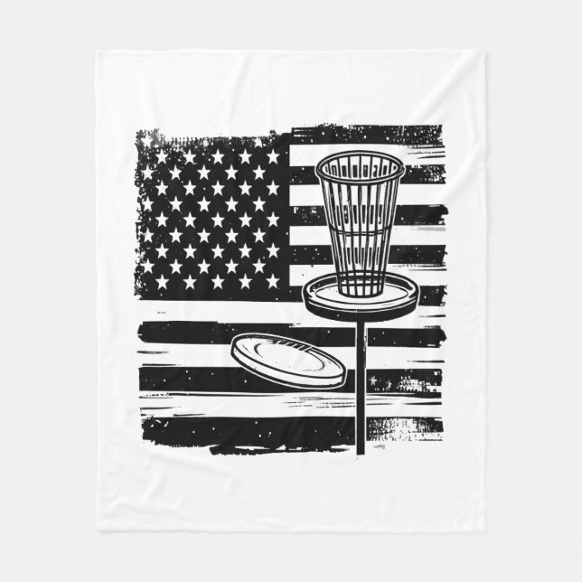 Disc Golf American Flag Fleece Blanket (Front)