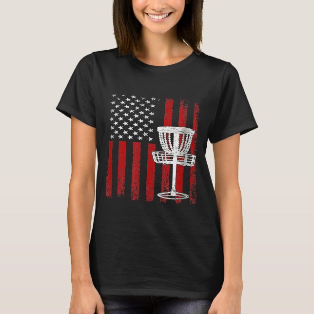 Disc Golf American Flag Fourth Of July T-Shirt (Front)