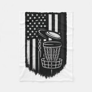 Disc Golf American Flag Patriotic Sket Graphic  Fleece Blanket