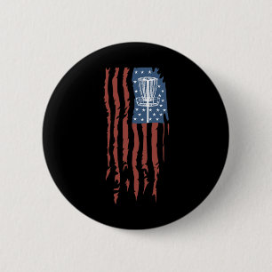 Disc Golf American Flag Retro Frisbee Sports Gift 6 Cm Round Badge