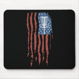 Disc Golf American Flag Retro Frisbee Sports Gift Mouse Pad