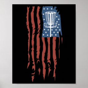 Disc Golf American Flag Retro Frisbee Sports Gift Poster