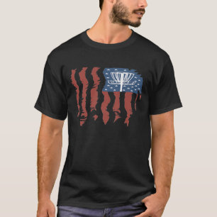Disc Golf American Flag Retro Frisbee Sports T-Shirt