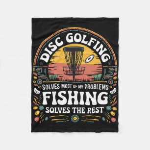 Disc Golf And Fishing Lover Funny Outdoor Sports P Fleece Blanket