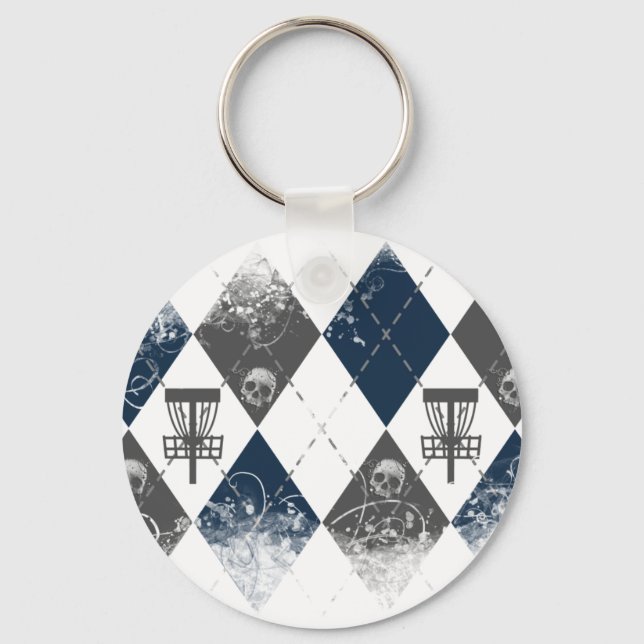 Disc Golf Argyle Design Key Ring (Front)