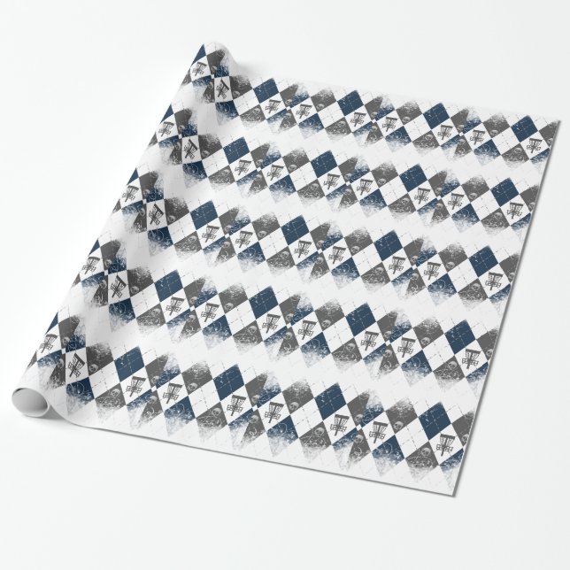 Disc Golf Argyle Design Wrapping Paper (Unrolled)