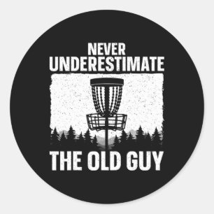 Disc Golf Art For Grandpa Men Dad Disc Golf Player Classic Round Sticker