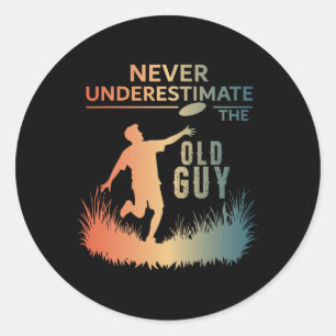 Disc Golf Art For Men Grandpa Disc Golfer Disc Gol Classic Round Sticker