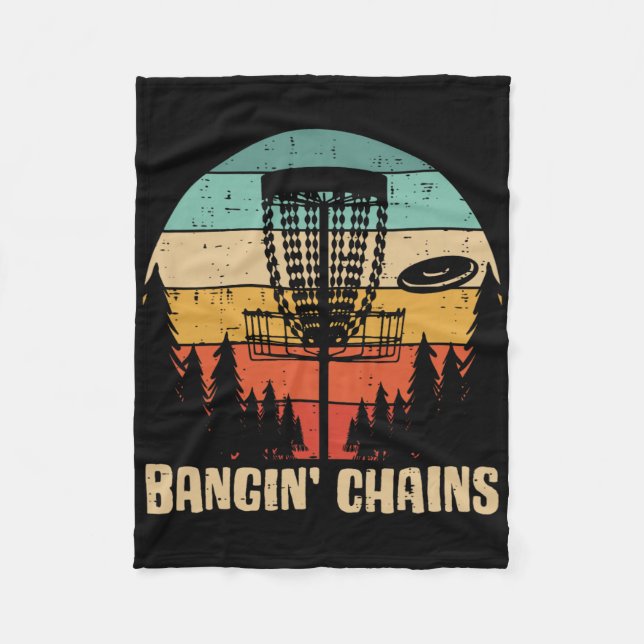 Disc Golf Bangin Chains Retro Frisbee Golfer Frolf Fleece Blanket (Front)