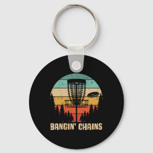 Disc Golf Bangin Chains Retro Frisbee Golfer Frolf Key Ring