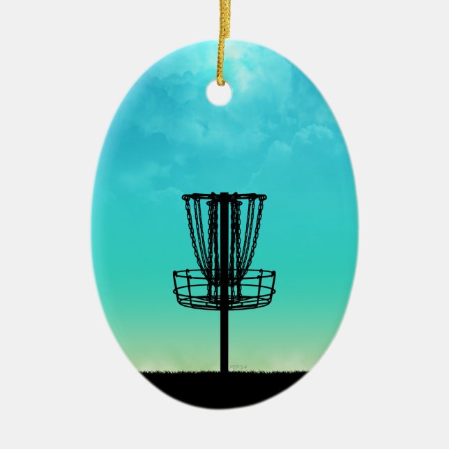 Disc Golf Basket Ceramic Tree Decoration (Front)