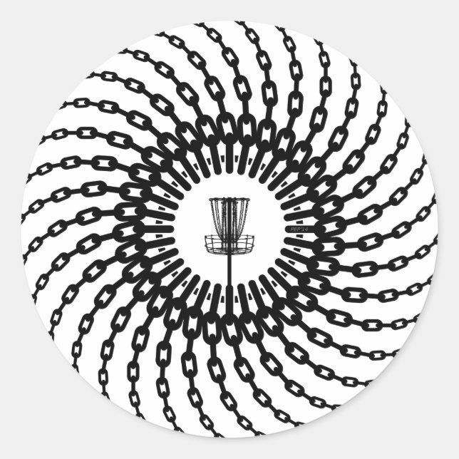 Disc Golf Basket Chains Classic Round Sticker (Front)