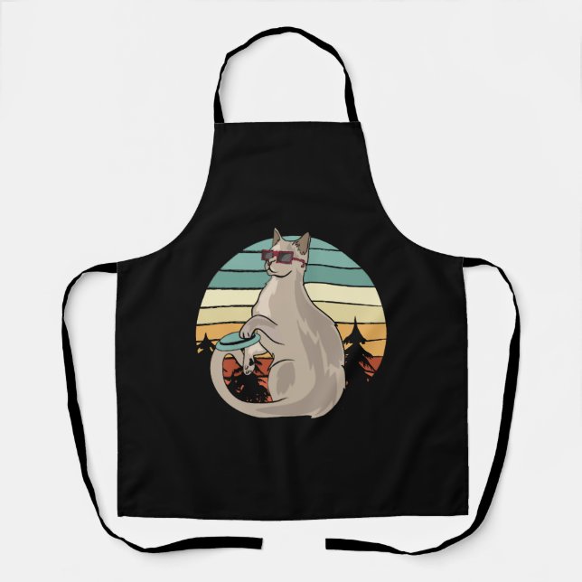 Disc Golf Basket Funny Cat Gift Player Apron (Front)