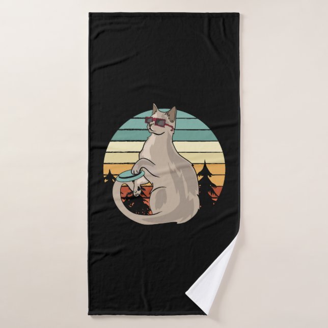 Disc Golf Basket Funny Cat Gift Player Bath Towel (Bath Towel)