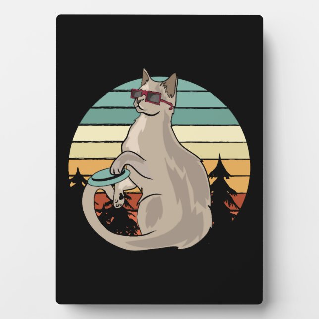Disc Golf Basket Funny Cat Gift Player Plaque (Front)