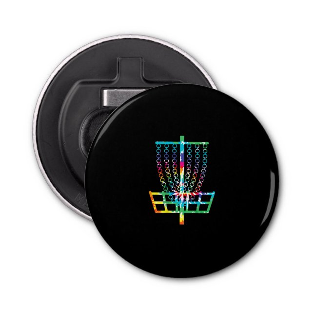Disc Golf Basket - Hippie Rainbow Gift Bottle Opener (Front)