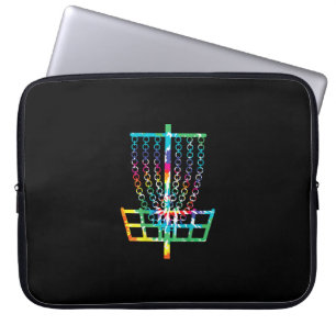 Disc Golf Basket - Hippie Rainbow Gift Laptop Sleeve