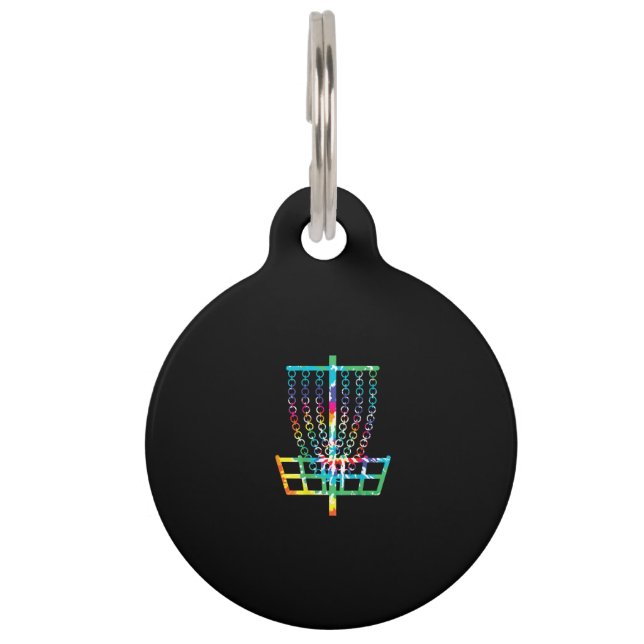 Disc Golf Basket - Hippie Rainbow Gift Pet Tag (Front)