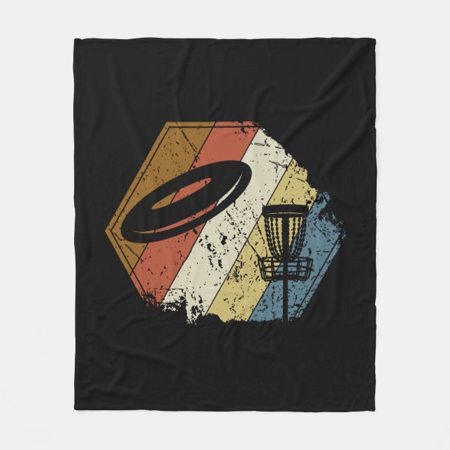 Disc Golf Basket Retro Fleece Blanket (Front)