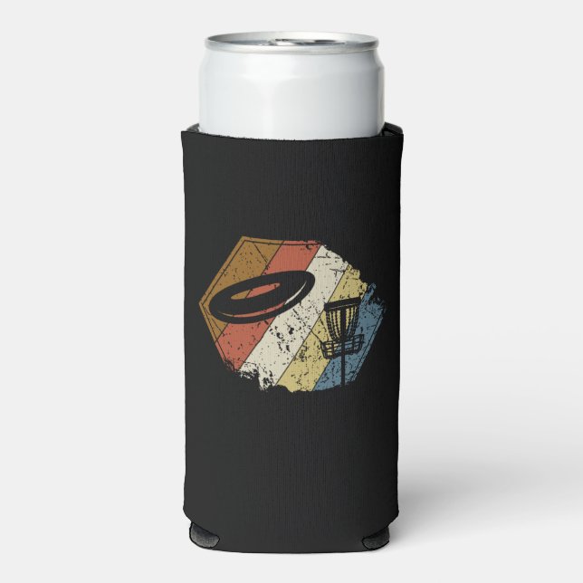 Disc Golf Basket Retro Seltzer Can Cooler (Seltzer Front)