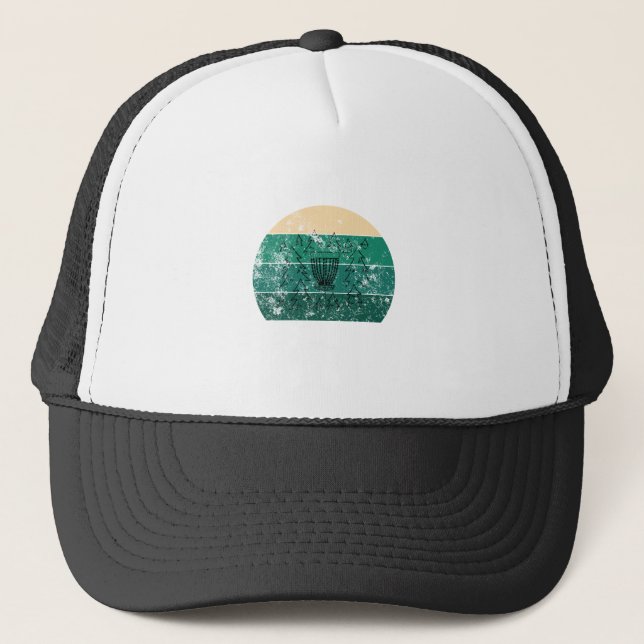 Disc Golf Basket Retro Trucker Hat (Front)