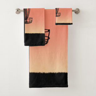 Disc Golf Basket Silhouette Bath Towel Set