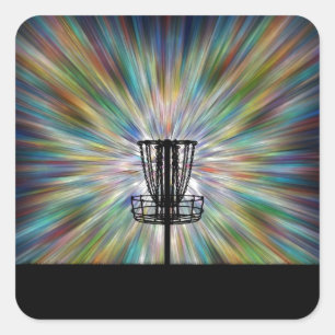 Disc Golf Basket Silhouette Square Sticker