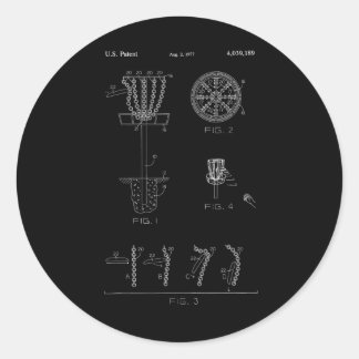 Disc Golf Basket Target Patent Design - Frolf Classic Round Sticker